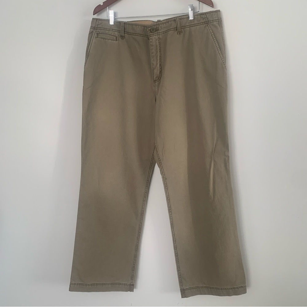 Old Navy Boot Cut Wide Legs Khaki Pants 38-32 Beige Packets Vintage Flat Front